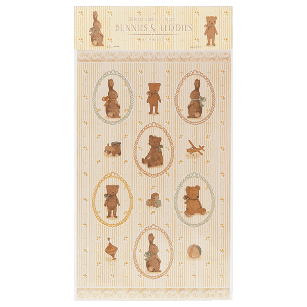 Foglio di adesivi, Coniglietti e Orsetti  