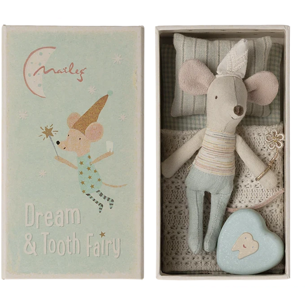 Topo della fatina dei denti, fratellino in una scatola di fiammiferi Maileg  