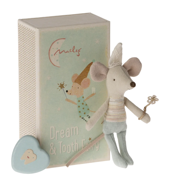 Topo della fatina dei denti, fratellino in una scatola di fiammiferi Maileg  