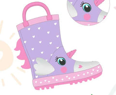 Stivali da Pioggia in Gomma - Fodera in Cotone - Unicorno Cuori Mr Tiggle