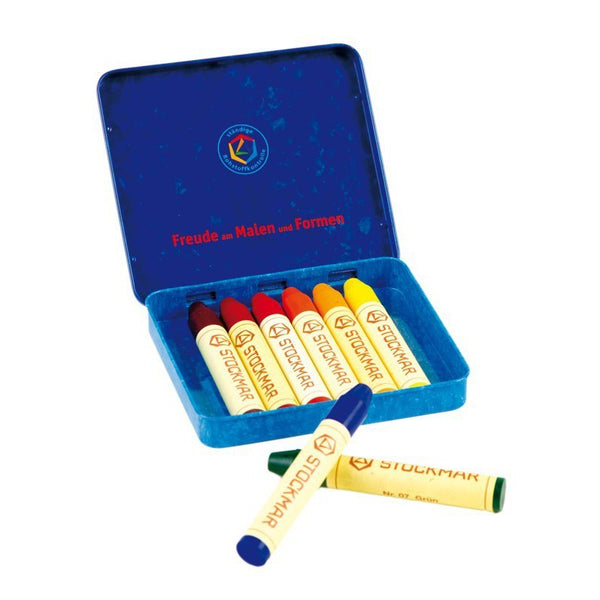 Set 8 pastelli a cera scatola latta Stockmar  