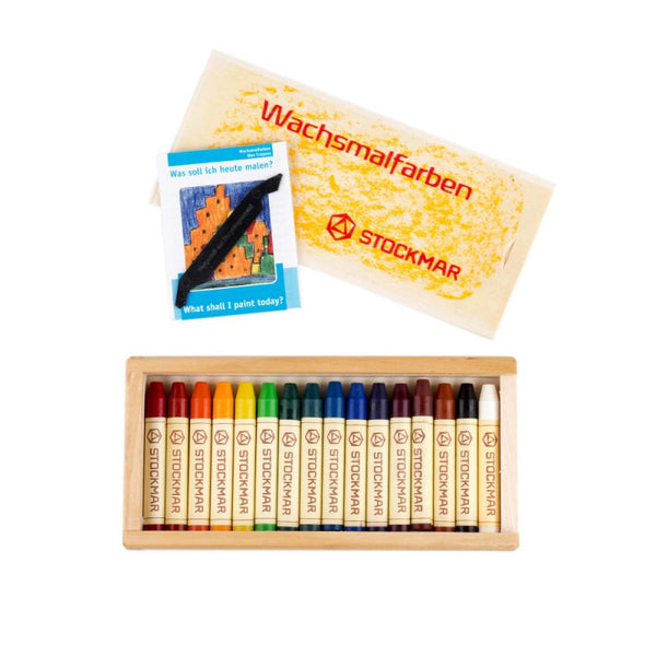 Set 16 Pastelli cera scatola legno Stockmar  