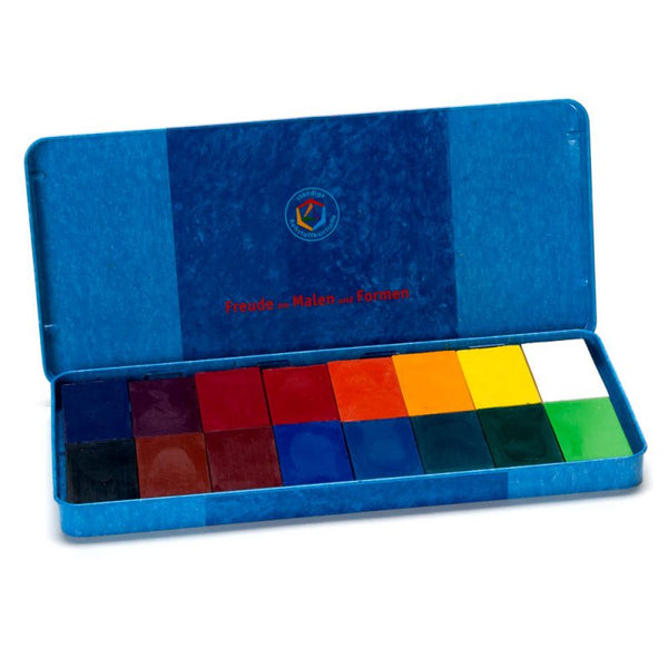 Set 16 mattoncini cera scatola latta Stockmar  