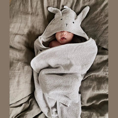 Asciugamano con Cappuccio Albert Rabbit grigio Liewood