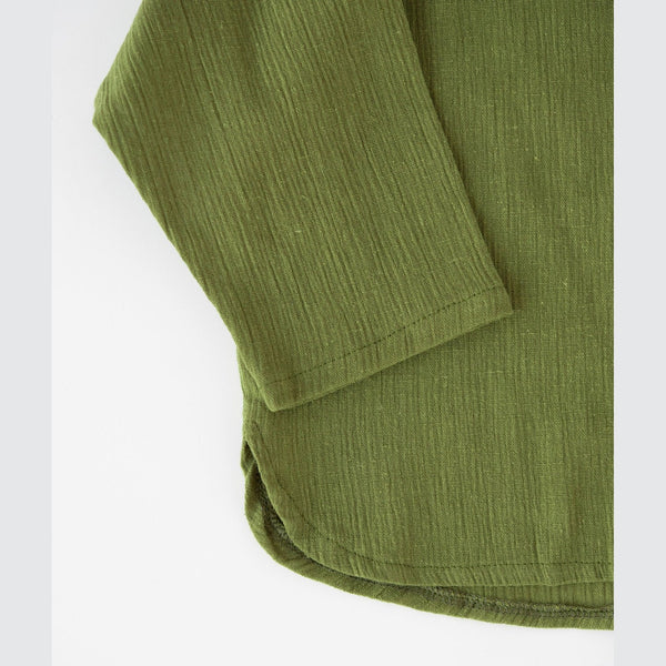 Camicia manica lunga cotone garzato verde MimaMini  