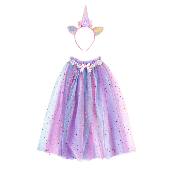 Mantello da Unicorno Arcobaleno con cerchietto Great Pretenders  