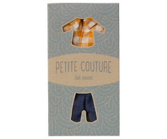 Camicia a quadri gialli e pantaloni, Topo papà Maileg