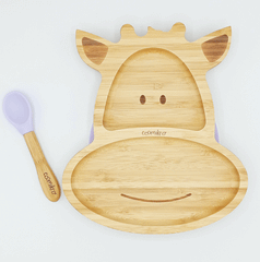 Piatto con cucchiaio in Bambù Giraffa Ecomikro