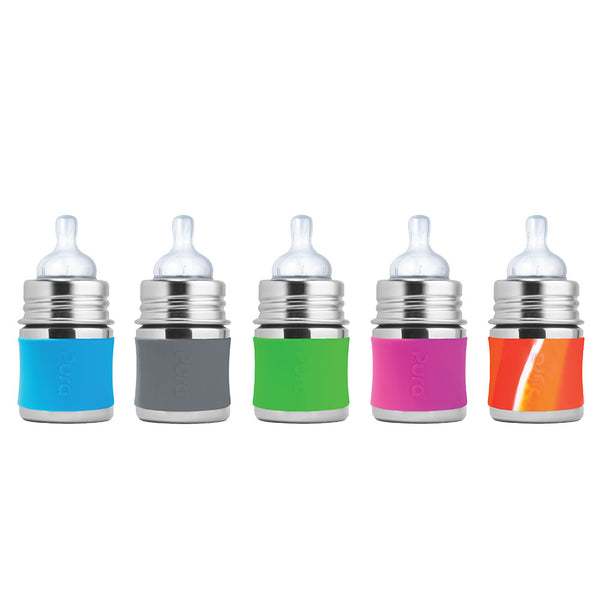 Biberon in Acciaio con Tettarella a Flusso Lento in silicone – 150ml Pura