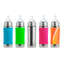 Biberon in Acciaio con Tettarella a Flusso Medio in silicone – 325ml Pura