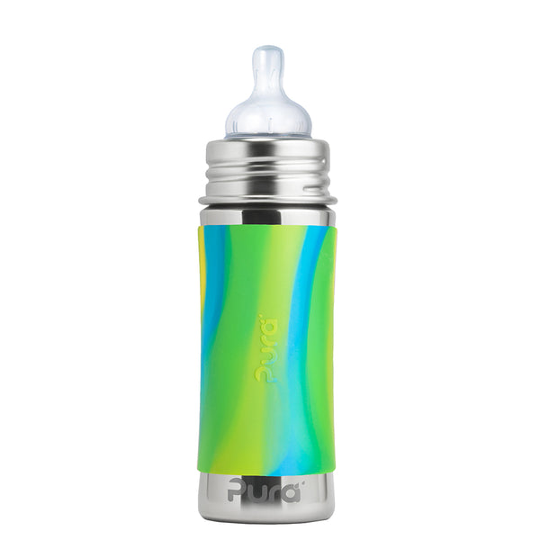 Biberon in Acciaio con Tettarella a Flusso Medio in silicone – 325ml Pura