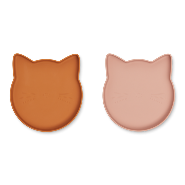 Set 2 piatti piani in silicone Marty mustard/dark rose mix  