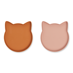 Set 2 piatti piani in silicone Marty mustard/dark rose mix  