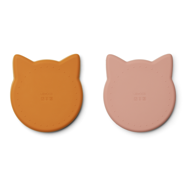 Set 2 piatti piani in silicone Marty mustard/dark rose mix  