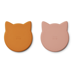 Set 2 piatti piani in silicone Marty mustard/dark rose mix  