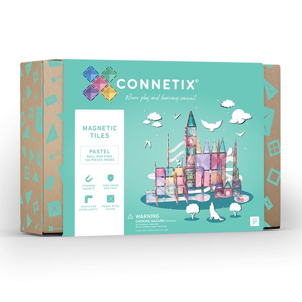 Connetix tiles costruzioni magnetiche 106 Pezzi Pastel Ball Run Pack  