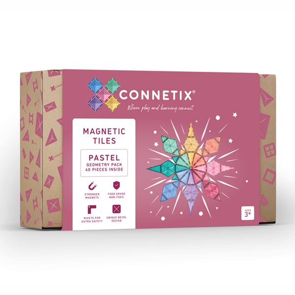 Connetix tiles costruzioni magnetiche 40 Pezzi Pastel Geometry Pack  