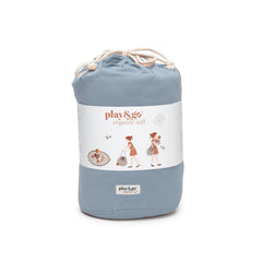 Sacco Portagiochi, Tappeto Gioco Imbottito e Borsa Cambio 3 in 1 in cotone - Blu polvere  