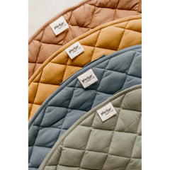 Sacco Portagiochi, Tappeto Gioco Imbottito e Borsa Cambio 3 in 1 in cotone - Blu polvere  
