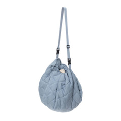 Sacco Portagiochi, Tappeto Gioco Imbottito e Borsa Cambio 3 in 1 in cotone - Blu polvere  