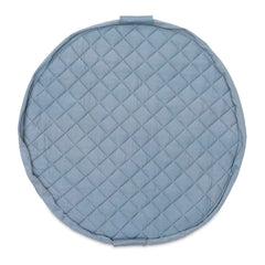 Sacco Portagiochi, Tappeto Gioco Imbottito e Borsa Cambio 3 in 1 in cotone - Blu polvere  