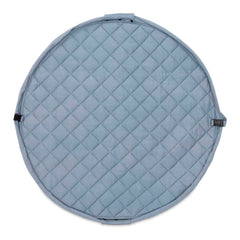 Sacco Portagiochi, Tappeto Gioco Imbottito e Borsa Cambio 3 in 1 in cotone - Blu polvere  