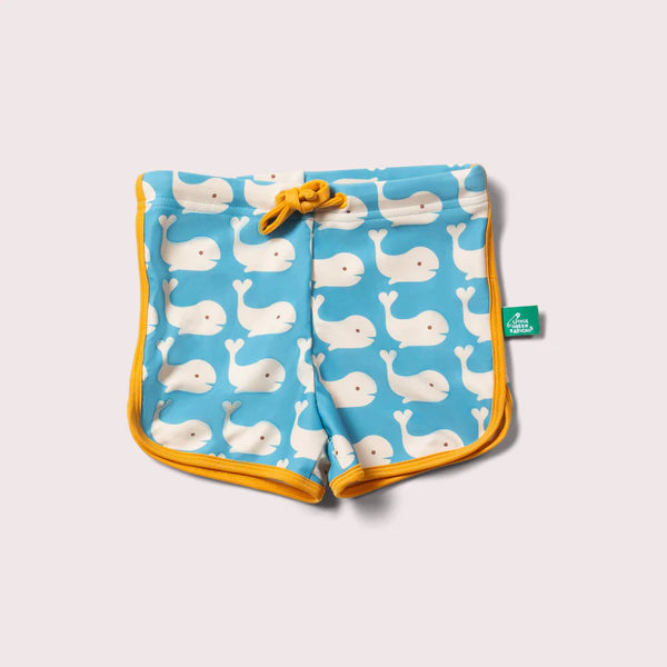 Pantaloncini da bagno riciclati con balene blu Little Green Radicals