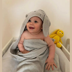 Asciugamano con Cappuccio Albert Rabbit grigio Liewood