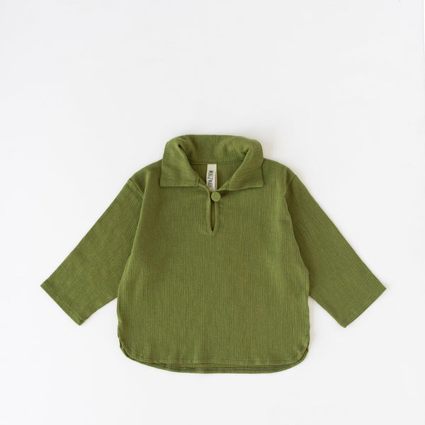 Camicia manica lunga cotone garzato verde MimaMini  