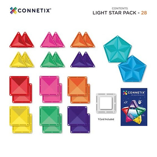 Connetix tiles costruzioni magnetiche 28 pezzi Light Star Pack