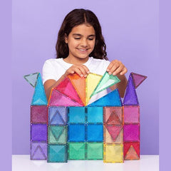 Connetix tiles costruzioni magnetiche 48 pezzi Glitter Castle Pack