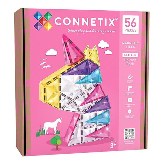 Connetix tiles costruzioni magnetiche 56 Pezzi Glitter Unicorn Pack