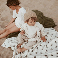 Copertina in mussola di cotone - Stampa Panda Rose in April  