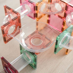 Connetix tiles costruzioni magnetiche 80 Pezzi Pastel Ball Run Expansion Pack  