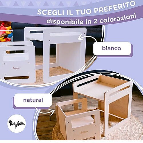 Set Tavolo+Sedia - Natural - Legno di Betulla Family Nation