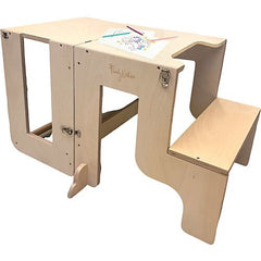 Torre Montessori 3 in 1 - Natural - Lavagna Magnetica e Convertibile in Tavolo+Sedia Family Nation