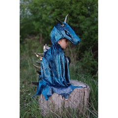 Mantello Drago della Notte con Cappuccio - Blu Elettrico Great Pretenders  