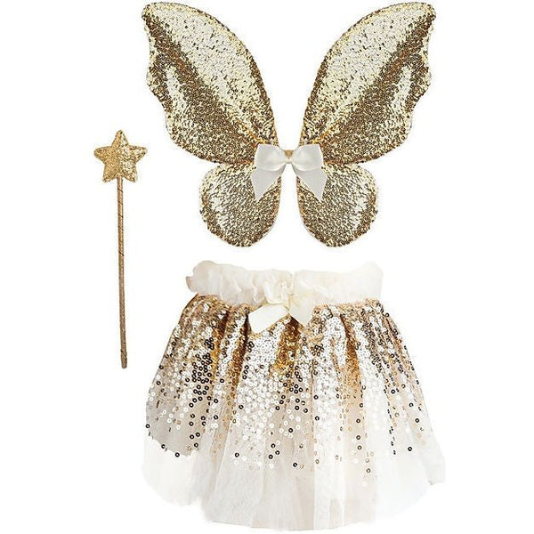 Set Costume di Paillettes Oro - Gonna/Ali/Bacchetta Great Pretenders  