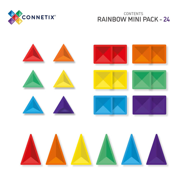 Connetix Tiles 24 Pezzi - Tessere Magnetiche - Confezione Mini - Arcobaleno