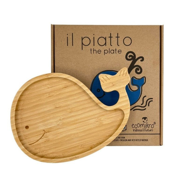 Piatto con cucchiaio in Bambù Balena Ecomikro  