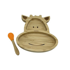 Piatto con cucchiaio in Bambù Giraffa Ecomikro  