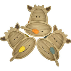 Piatto con cucchiaio in Bambù Giraffa Ecomikro  