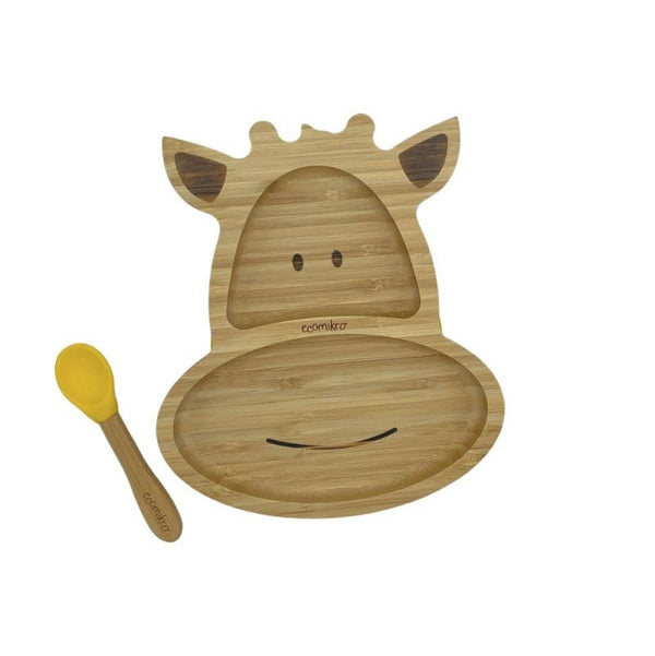 Piatto con cucchiaio in Bambù Giraffa Ecomikro  