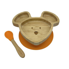 Piatto con cucchiaio in Bambù Mirko il Topo Ecomikro  