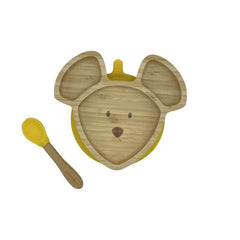 Piatto con cucchiaio in Bambù Mirko il Topo Ecomikro  