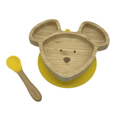 Piatto con cucchiaio in Bambù Mirko il Topo Ecomikro  