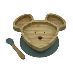 Piatto con cucchiaio in Bambù Mirko il Topo Ecomikro  