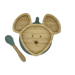 Piatto con cucchiaio in Bambù Mirko il Topo Ecomikro  