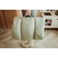 Sacco Portagiochi - Tappeto Gioco Imbottito e Baby Nest 3 in 1 in 100% Cotone Bio - Meadow Green  
