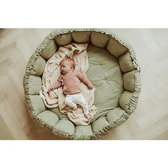 Sacco Portagiochi - Tappeto Gioco Imbottito e Baby Nest 3 in 1 in 100% Cotone Bio - Meadow Green  